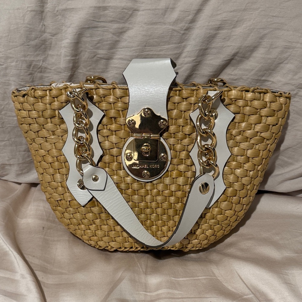 Michael Kors Woven Bag with White and Gold Accents